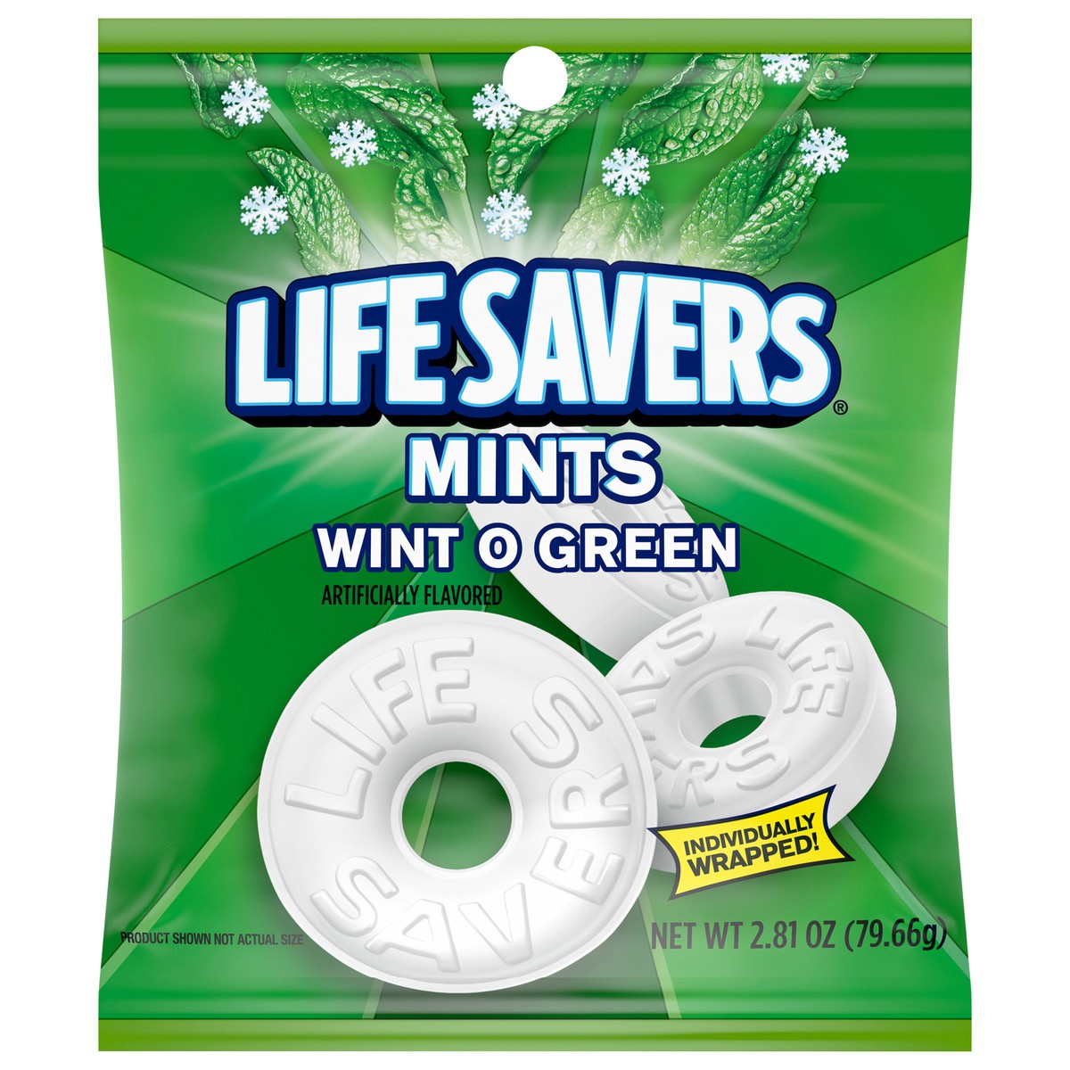 slide 1 of 7, LIFE SAVERS Wint-O-Green Breath Mints Hard Candy, 2.81 oz Bag, 2.81 oz