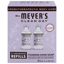Mrs. Meyer's Clean Day Foaming Hand Soap Concentrated Refills, 2 Concentrated Refills (2 Fl. Oz each), Lavender Scent, Makes 20 Fl. Oz. of Foaming Soap Total