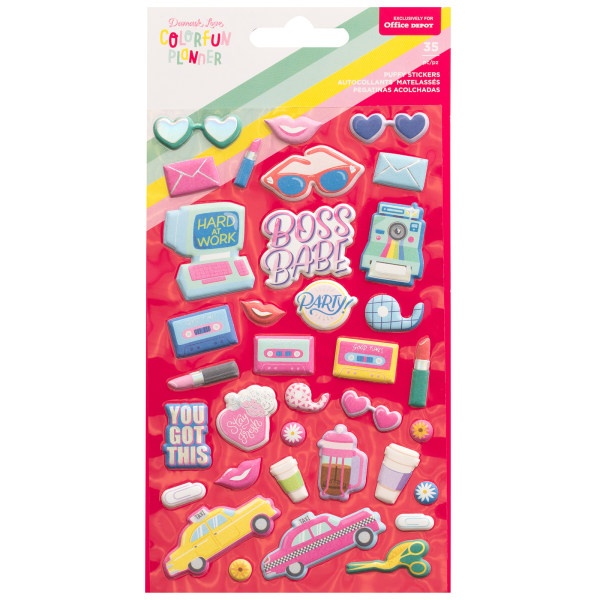 slide 1 of 1, American Crafts Damask Love Colorfun Planner Puffy Stickers, Assorted Colors, Pack Of 35 Stickers, 35 ct