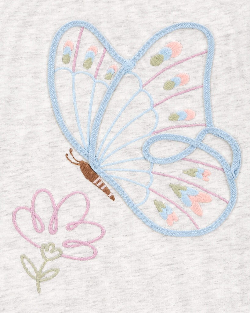 slide 2 of 2, Carter's Toddler Butterfly Jersey Long-Sleeve Peplum Top - Grey Grey 4T, 1 ct