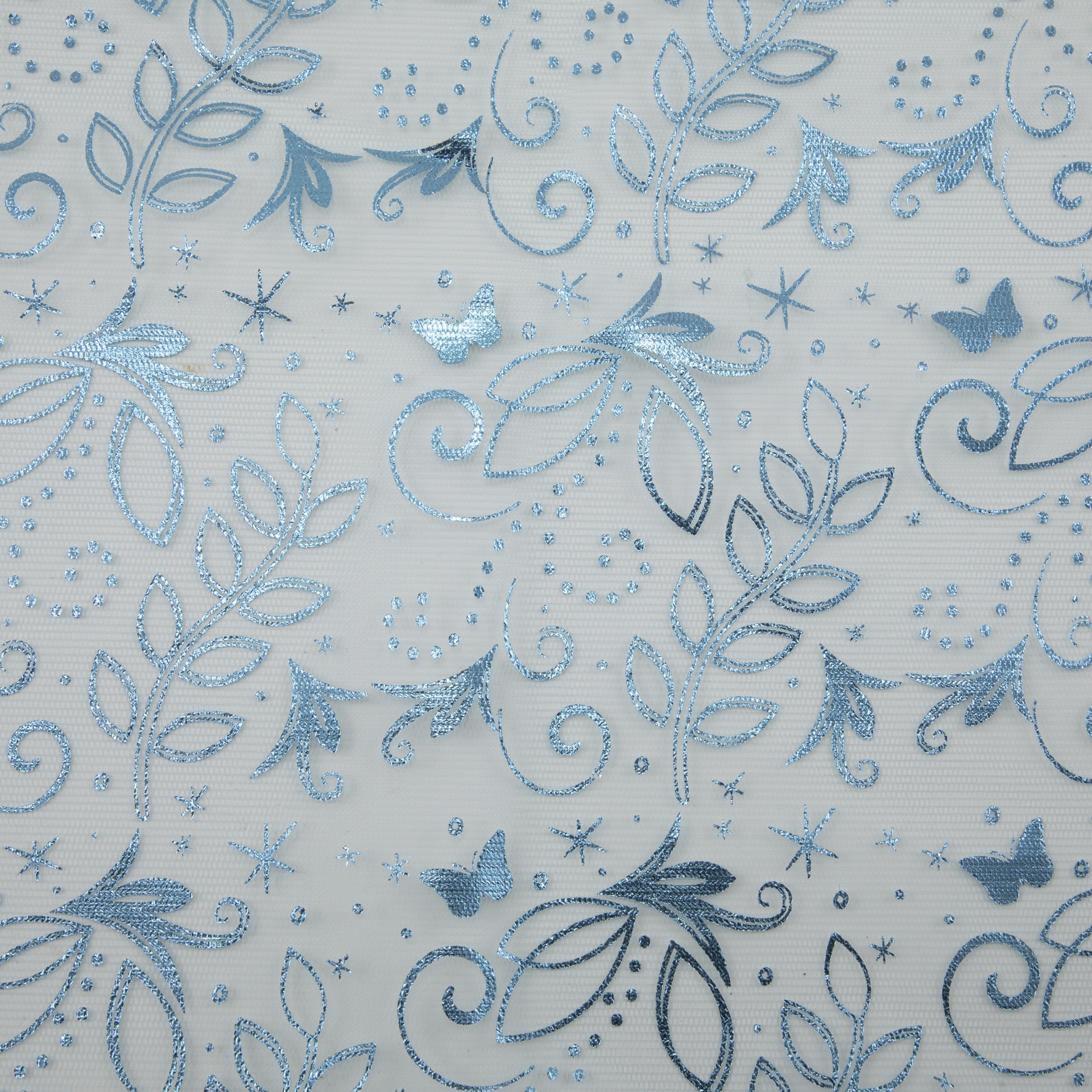 slide 4 of 4, Wyla Light Blue Butterfly Mesh Polyester Fabric, 60 in