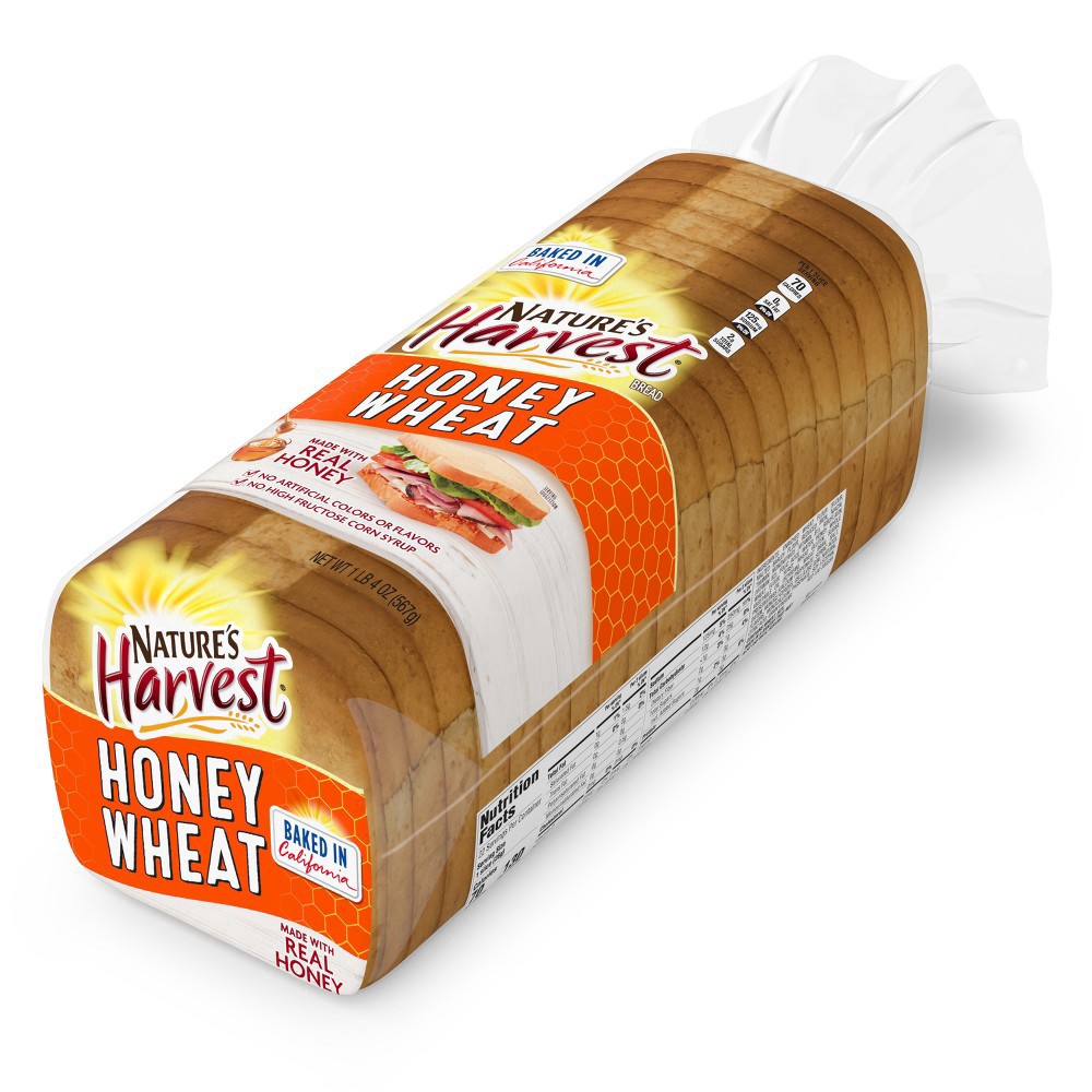 slide 8 of 13, Nature's Harvest Honey Wheat Bread - 24oz, 24 oz