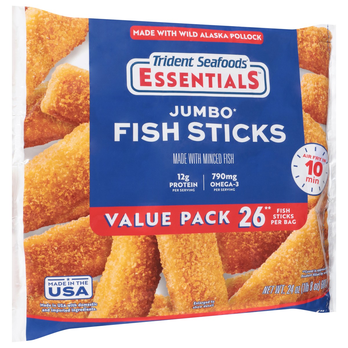 slide 11 of 15, Trident Seafoods Essentials Jumbo Fish Sticks Value Pack 26 Sticks, 24 oz