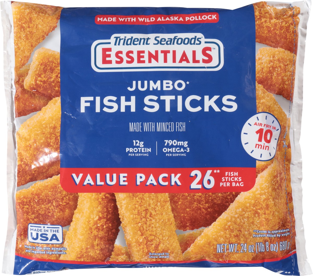 slide 4 of 15, Trident Seafoods Essentials Jumbo Fish Sticks Value Pack 26 Sticks, 24 oz