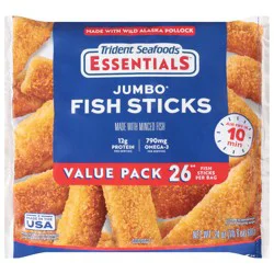 Trident Seafoods Essentials Jumbo Fish Sticks Value Pack 26 Sticks