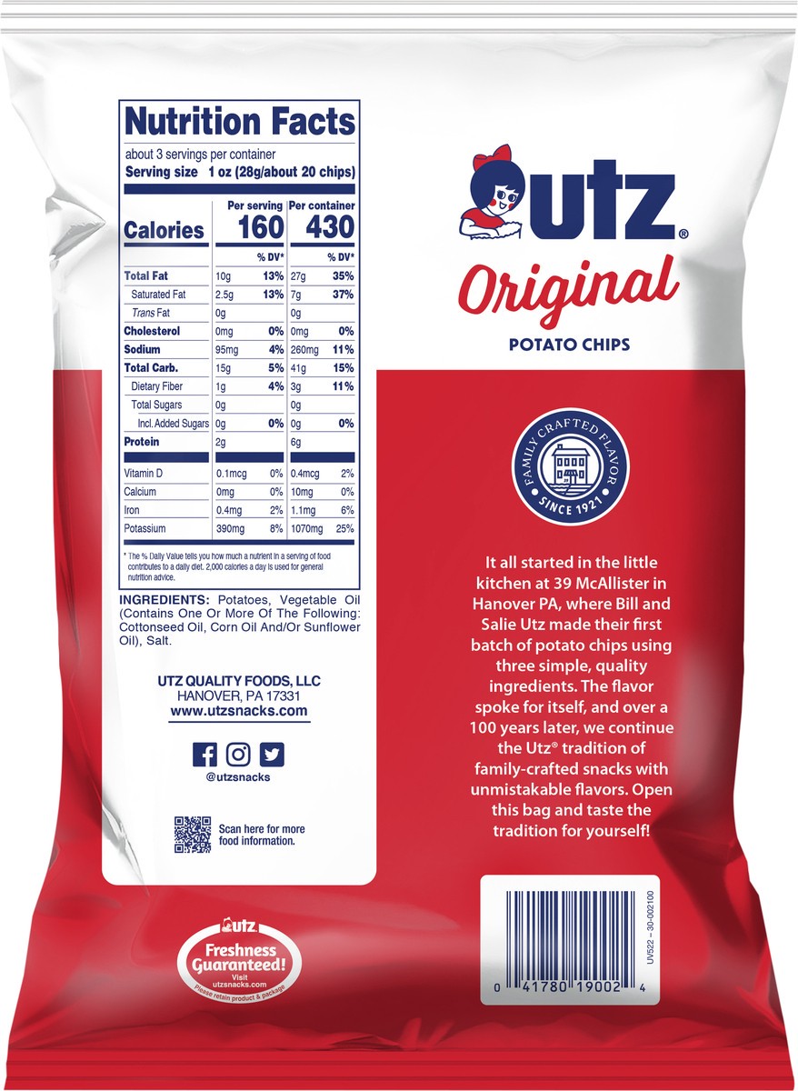 slide 6 of 7, Utz 2.75 oz Utz Original Potato Chips, 2.75 oz