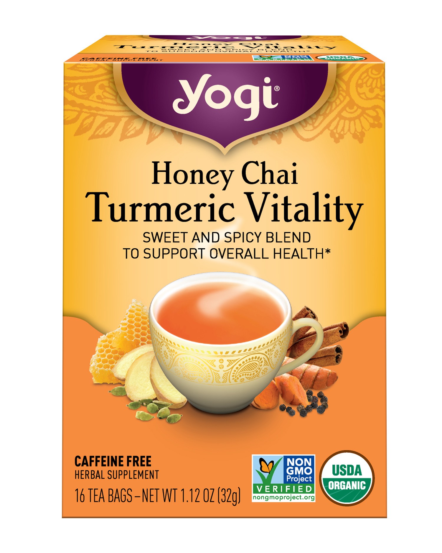 slide 4 of 5, Yogi Turmeric Vitality Honey Chai Herbal Tea 16 Tea Bags, 16 ct