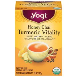 Yogi Turmeric Vitality Honey Chai Herbal Tea 16 Tea Bags