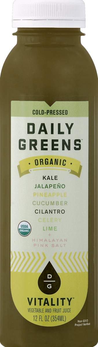 slide 4 of 4, Daily Greens Vitality Organic Cold Pressed Juice, 12 oz