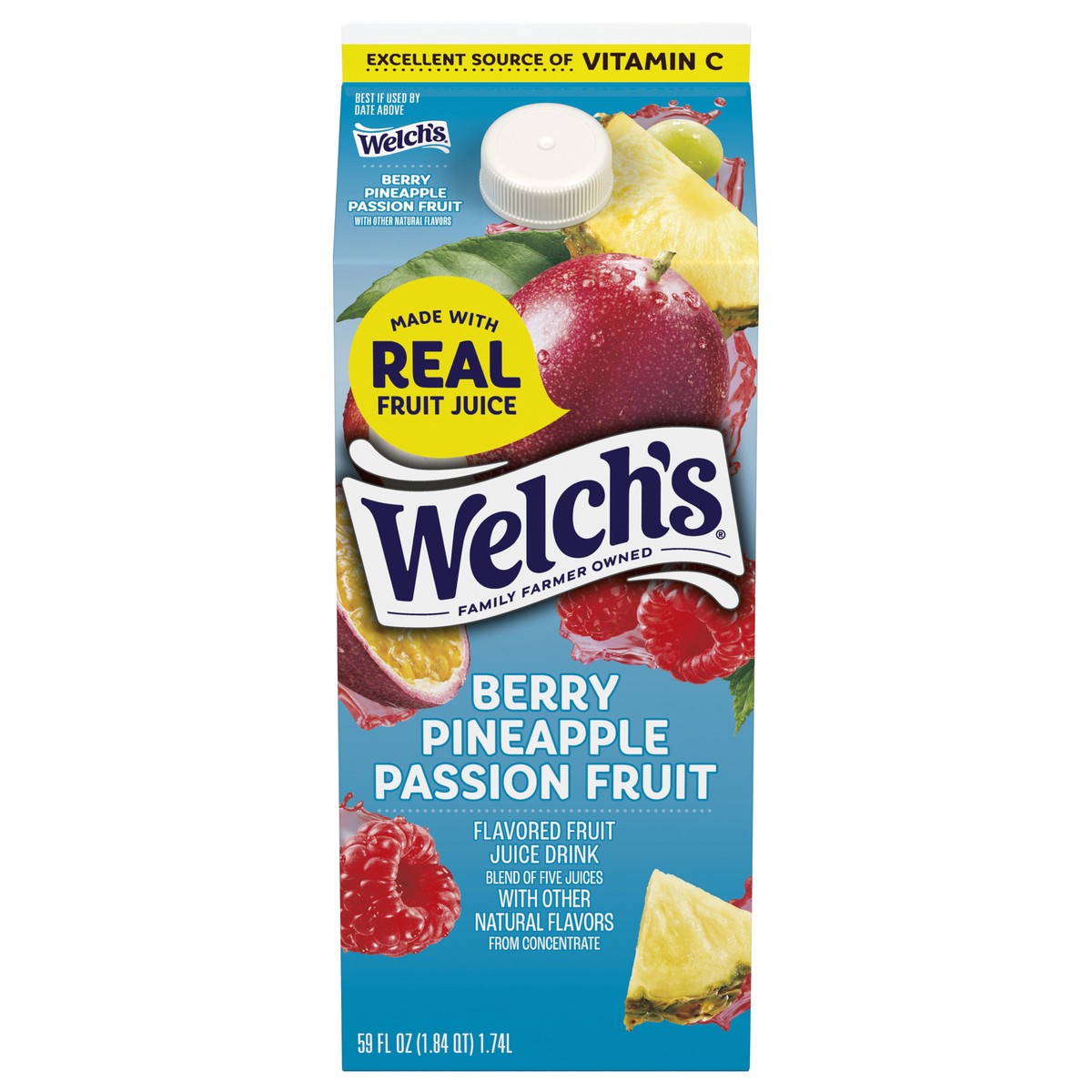 slide 1 of 4, Welch's Berry Pineapple Passion Fruit Fruit Juice Drink, 59 fl oz carton, 59 fl oz