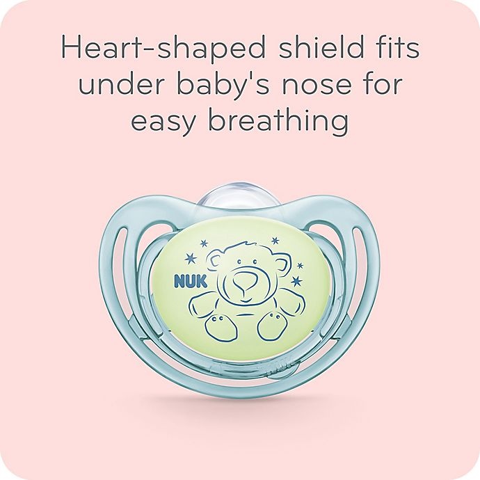 slide 6 of 8, NUK Airflow Glow-in-the-Dark 0-3 Months Pacifiers - Pink and Purple, 2 ct