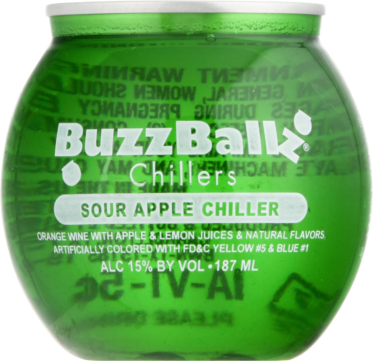 slide 8 of 11, Buzzballz Chillers Sour Apple Chiller Orange Texas Wine Based Cocktail, 187 ml