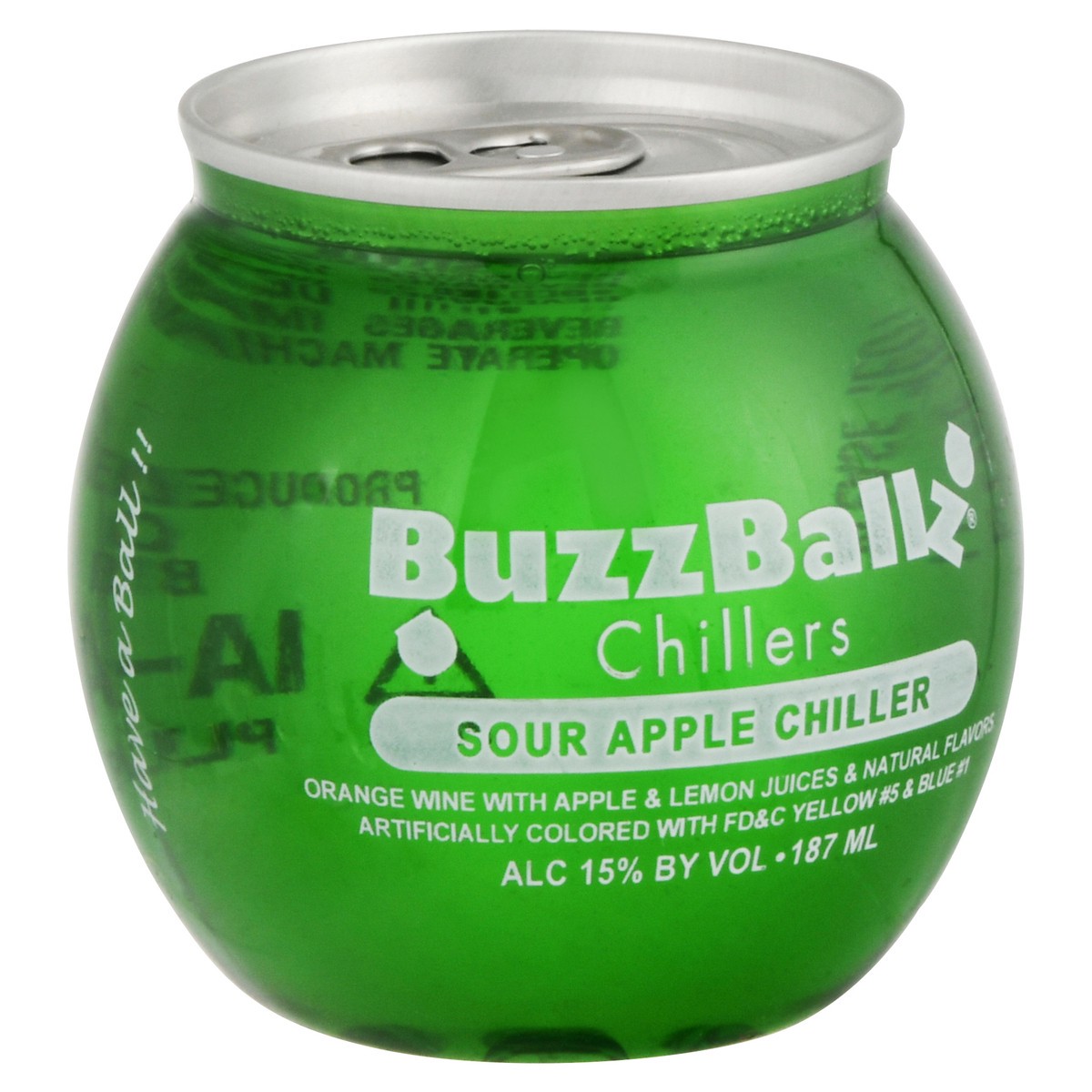 slide 5 of 11, Buzzballz Chillers Sour Apple Chiller Orange Texas Wine Based Cocktail, 187 ml