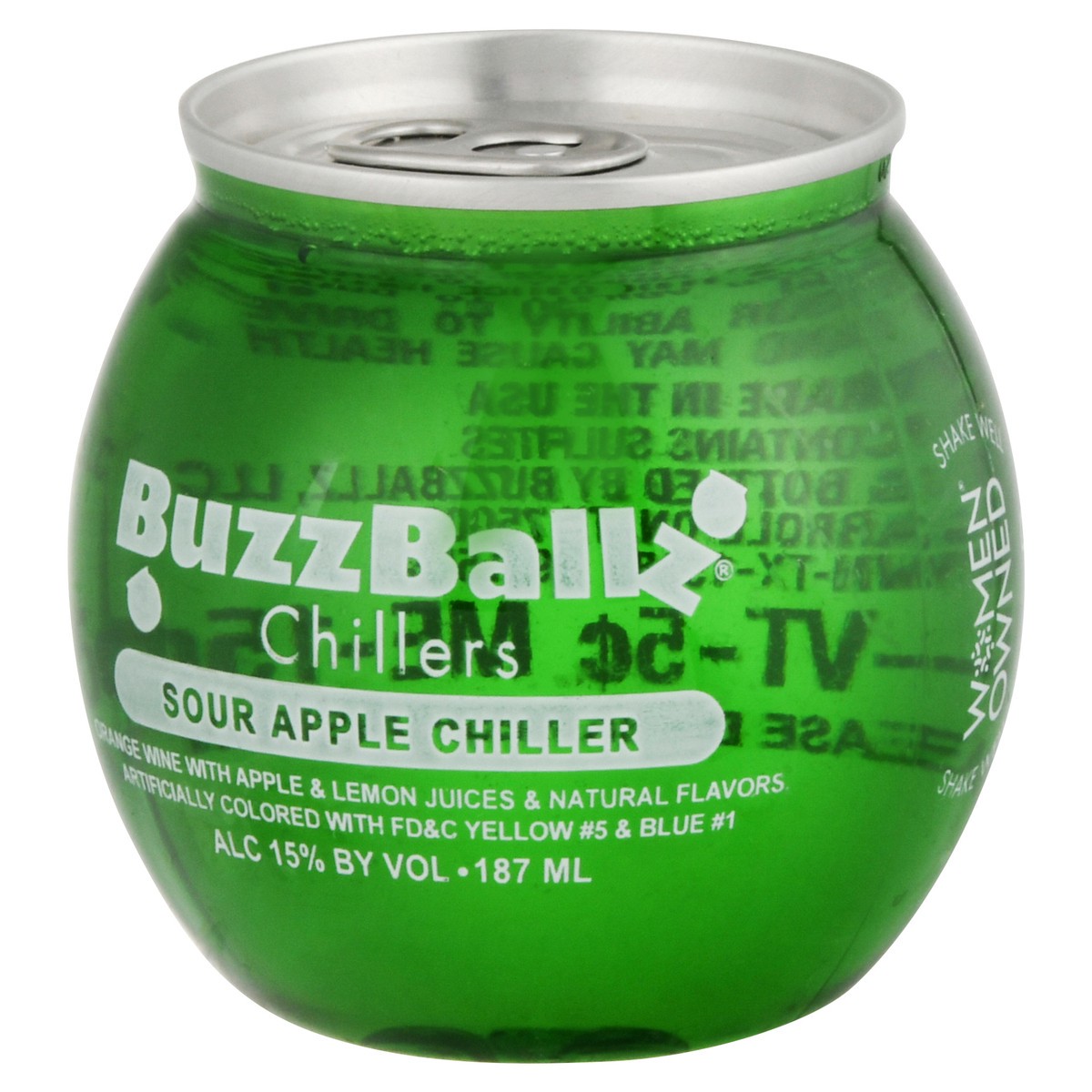 slide 6 of 11, Buzzballz Chillers Sour Apple Chiller Orange Texas Wine Based Cocktail, 187 ml