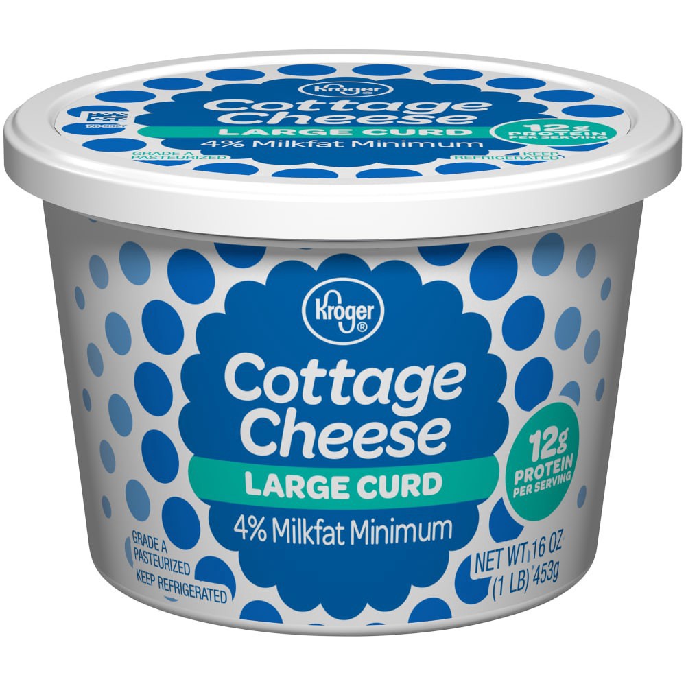 slide 1 of 5, Kroger 4% Milkfat Large Curd Cottage Cheese, 16 oz