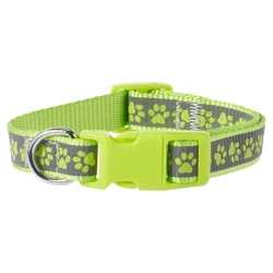 Meijer Dog Collar Yellow Paw Print Reflective, S