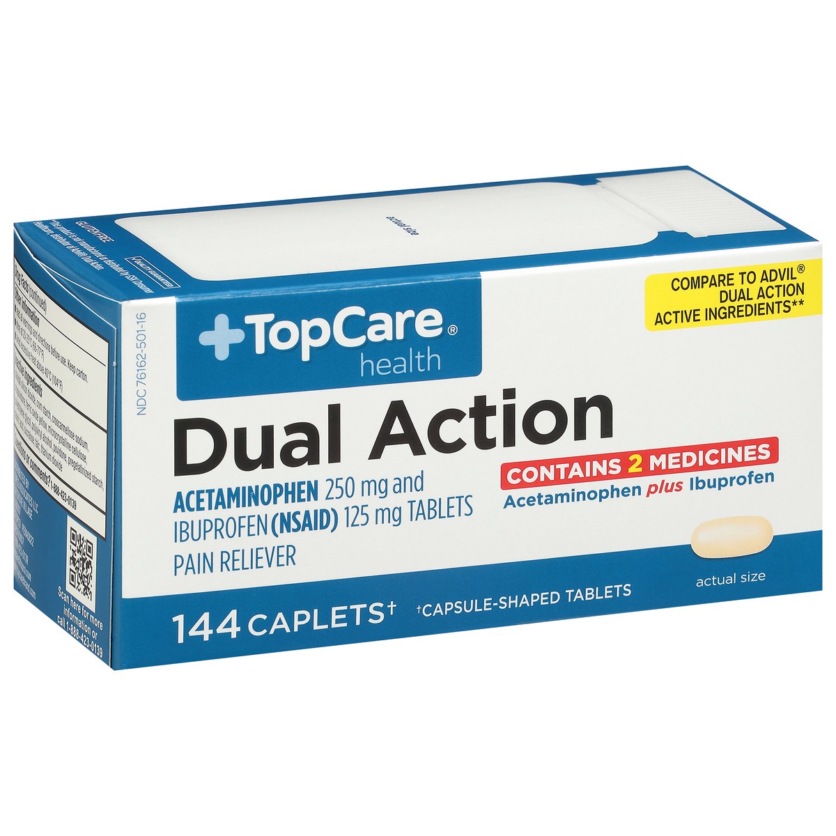 slide 4 of 14, Topcare Dual Action Acetaminophen 250Mg & Ibuprofen 125Mg Pain Relief 144 Count, 144 ct