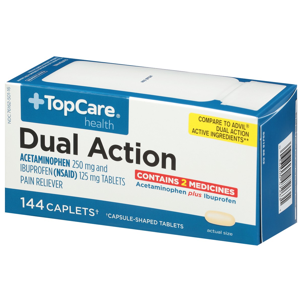 slide 6 of 14, Topcare Dual Action Acetaminophen 250Mg & Ibuprofen 125Mg Pain Relief 144 Count, 144 ct