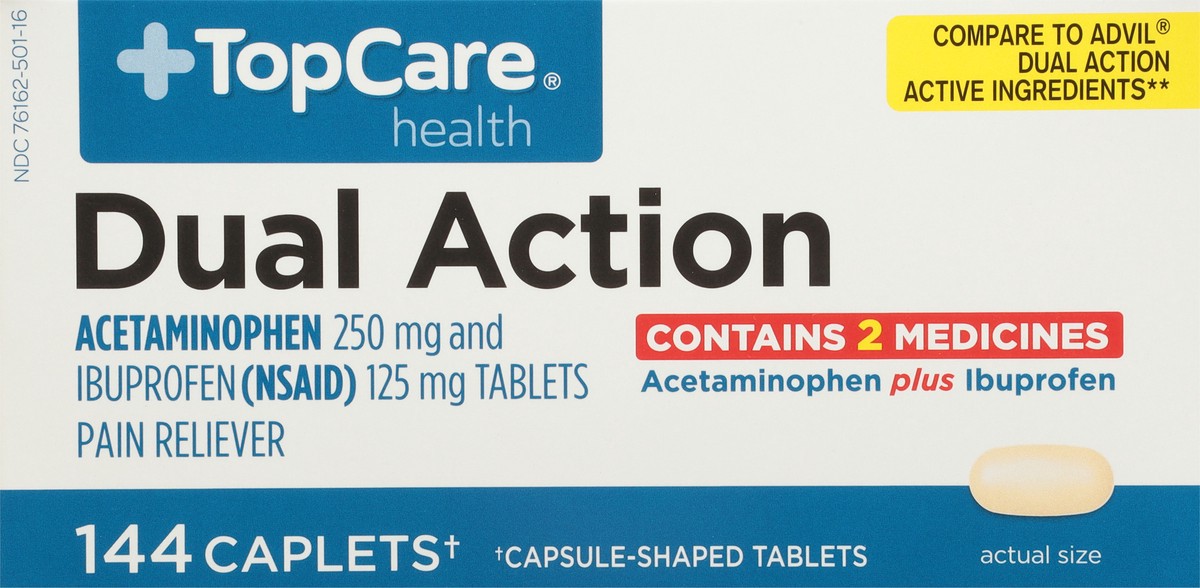 slide 13 of 14, Topcare Dual Action Acetaminophen 250Mg & Ibuprofen 125Mg Pain Relief 144 Count, 144 ct