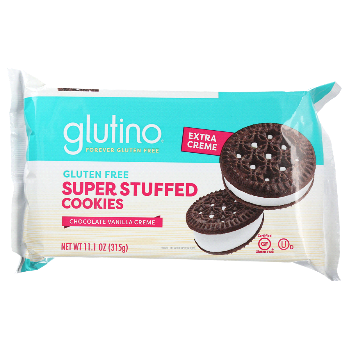 slide 1 of 1, Glutino Gluten Free Super Stuffed Chocolate Vanilla Creme Cookies, 11.1 oz