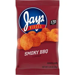 Jays Smoky BBQ Flavored Ridges Potato Chips, 1.25 oz Snack Bag