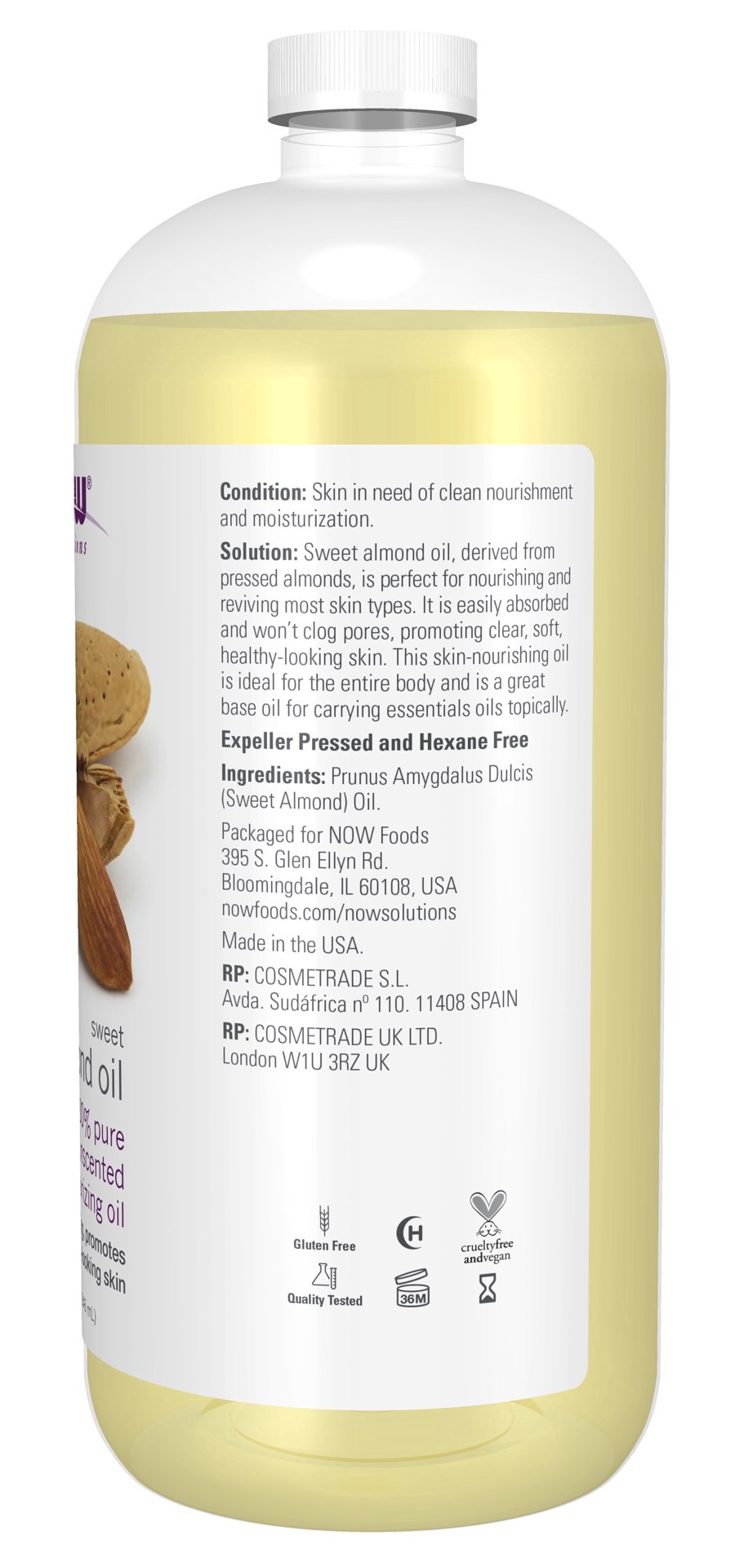 slide 5 of 5, NOW Sweet Almond Oil - 32 fl. oz., 32 fl oz