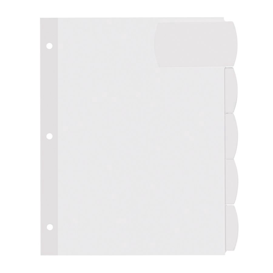 slide 8 of 8, Avery Big Tab Printable Large Label Dividers with Easy Peel, White, 5-Tab, 4 ct; 8 1/2 in x 11 in