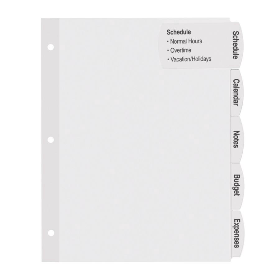slide 5 of 8, Avery Big Tab Printable Large Label Dividers with Easy Peel, White, 5-Tab, 4 ct; 8 1/2 in x 11 in