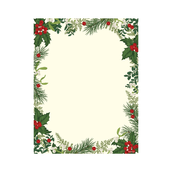 slide 1 of 3, Geo Studios Holiday-Themed Letterhead Paper, 8-1/2"" X 11"", Vintage Holly, Pack Of 70 Sheets, 70 ct