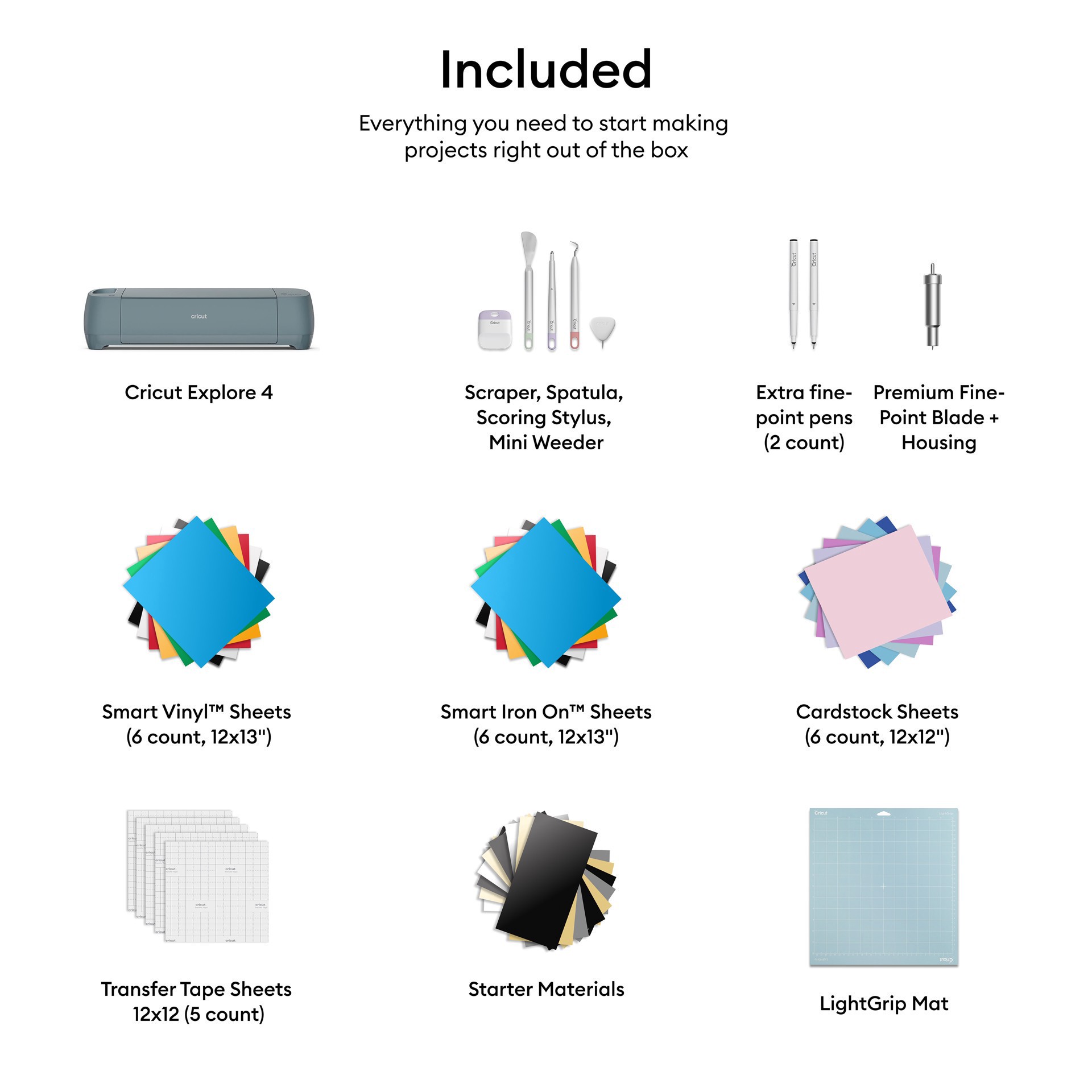 slide 11 of 11, Cricut Explore 4 In Sage & Essentials Bundle, 12 in x 12 in