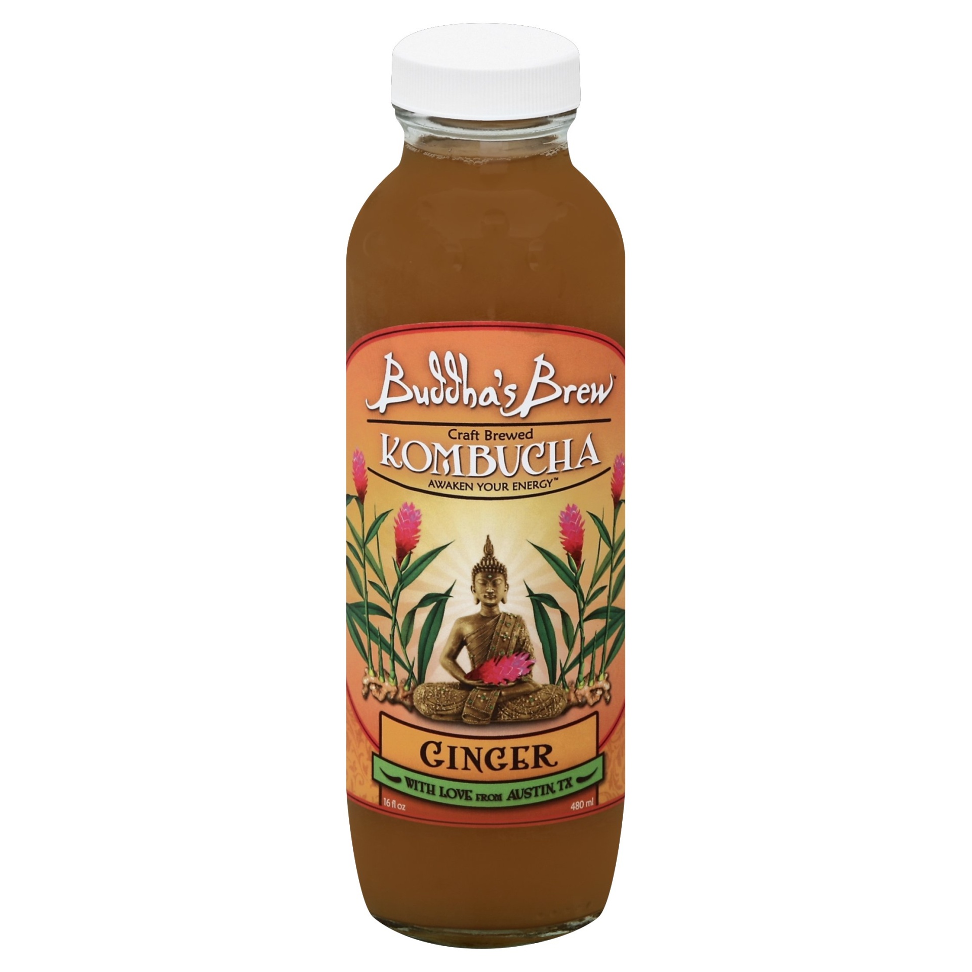 slide 1 of 4, Buddha's Brew Ginger Kombucha, 16 fl oz