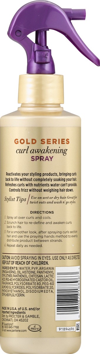 slide 3 of 9, Pantene Gold Series from Pantene Awakening Spray with Argan Oil for Curly, Coily Hair, 8.4 fl oz, 8.4 fl oz