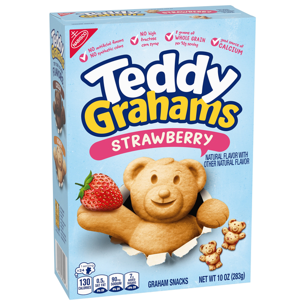 slide 1 of 1, TEDDY GRAHAMS Strawberry Flavor Graham Snacks, Kids Snacks, 10 oz, 10 oz