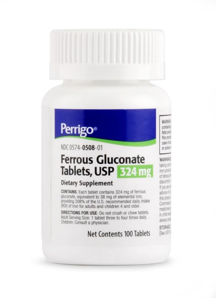 slide 1 of 1, Paddock Laboratories Ferrous Gluconate Tablets 324mg, 100 ct