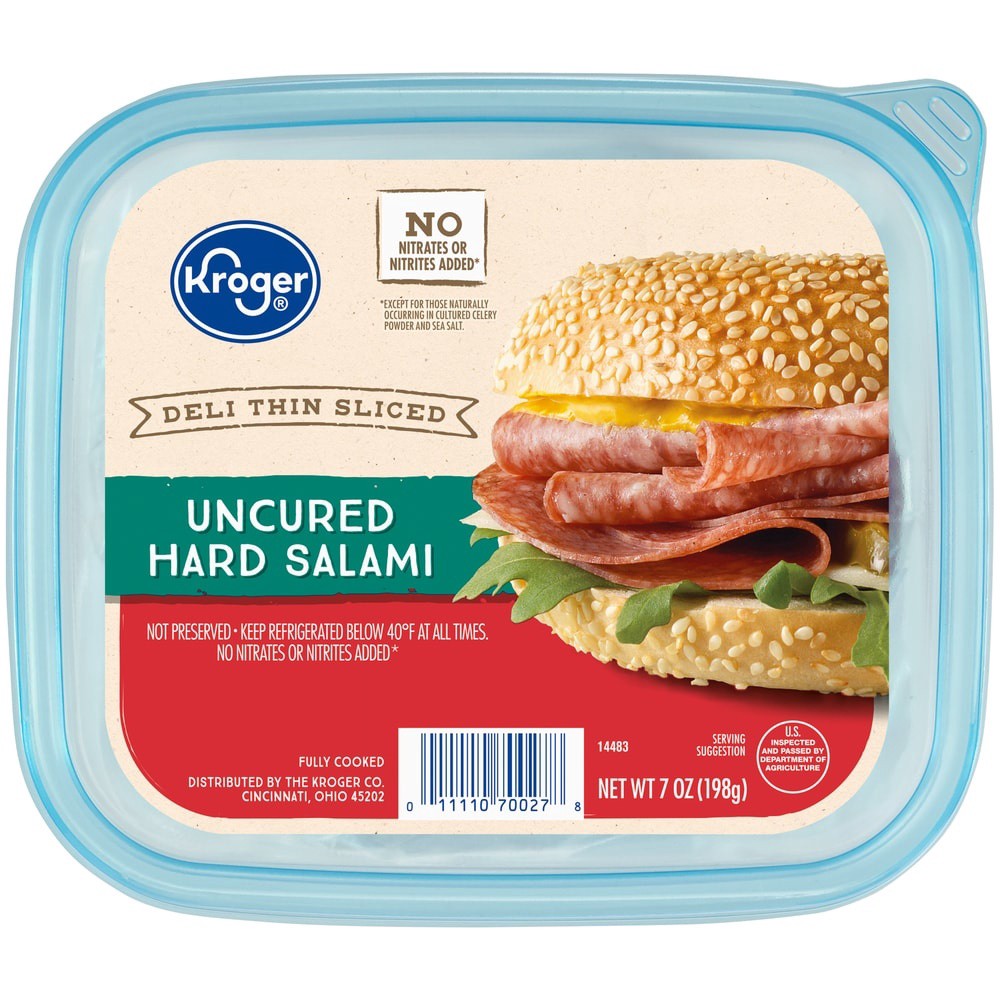 slide 2 of 2, Kroger Deli Thin Sliced Uncured Hard Salami, 7 oz