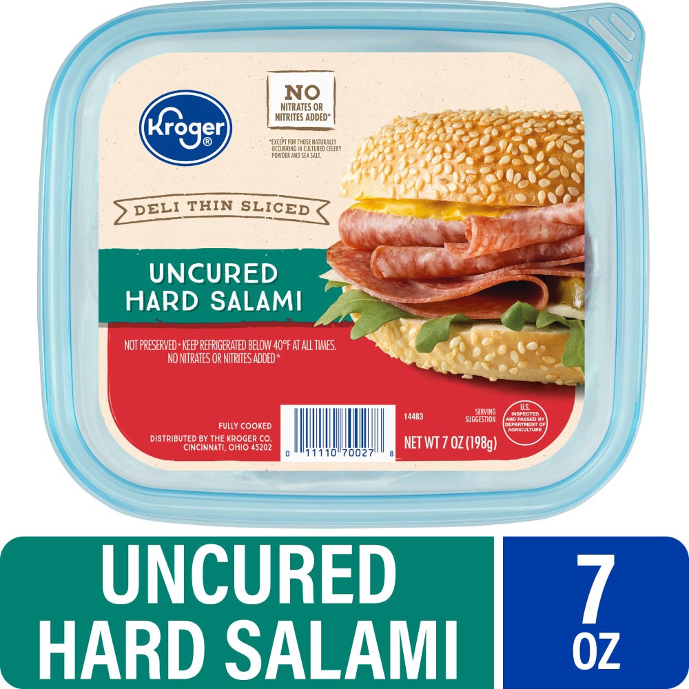 slide 1 of 2, Kroger Deli Thin Sliced Uncured Hard Salami, 7 oz
