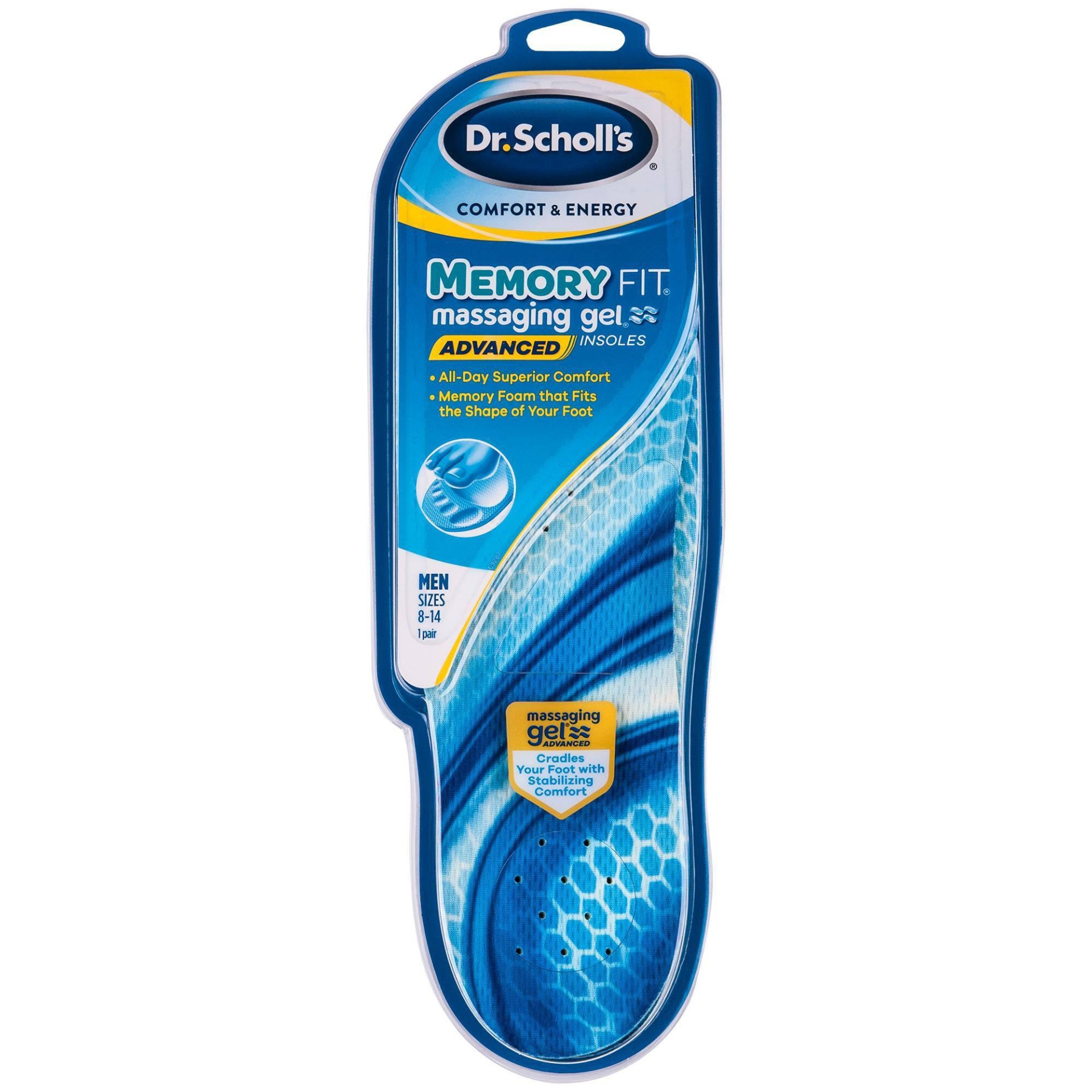 slide 1 of 2, Dr. Scholl's Memory Fit Insoles With Massaging Gel Men's 8-14, 1 pair