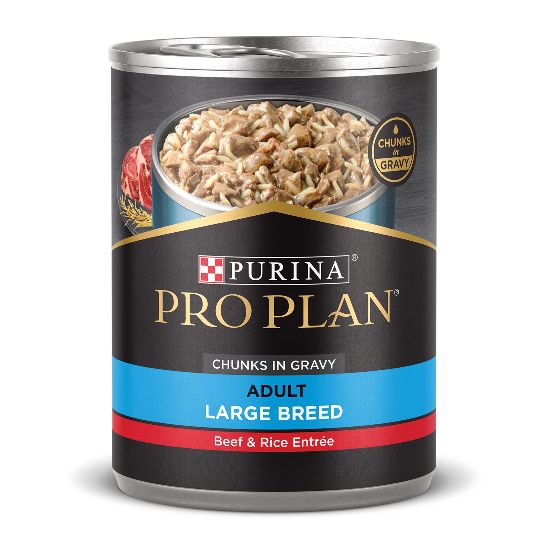 slide 1 of 6, Pro Plan Purina Pro Plan Gravy Wet Dog Food for Large Dogs, Large Breed Beef and Rice Entree, 13 oz