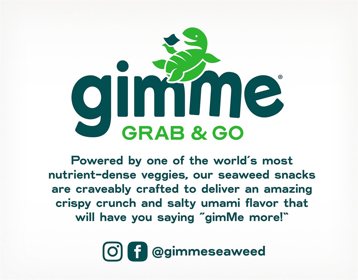 slide 3 of 9, gimme Seaweed Grab & Go Organic Premium Roasted Seaweed Snack, Avocado & Sea Salt, .70oz, 5 Pack, 5 ct