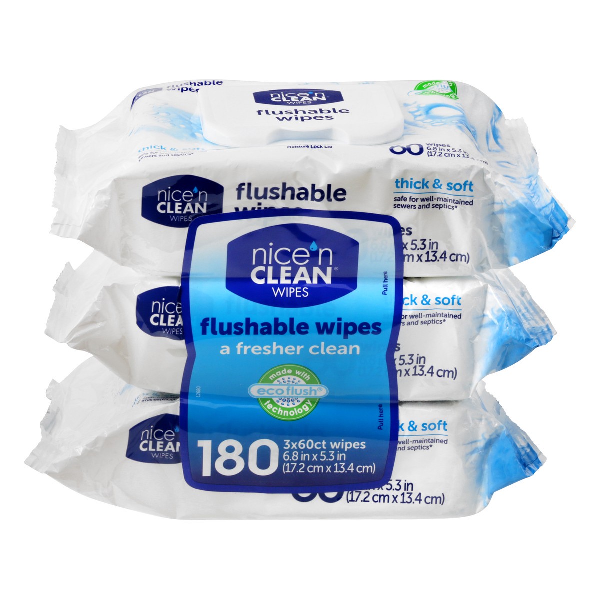 slide 2 of 12, Nice 'n Clean Flushable Wipes 180 ea, 180 ct