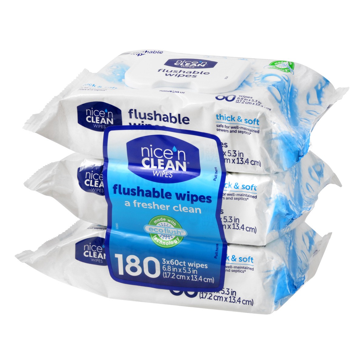 slide 9 of 12, Nice 'n Clean Flushable Wipes 180 ea, 180 ct