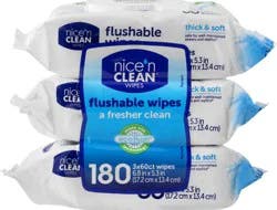 Nice 'n Clean Flushable Wipes 180 ea