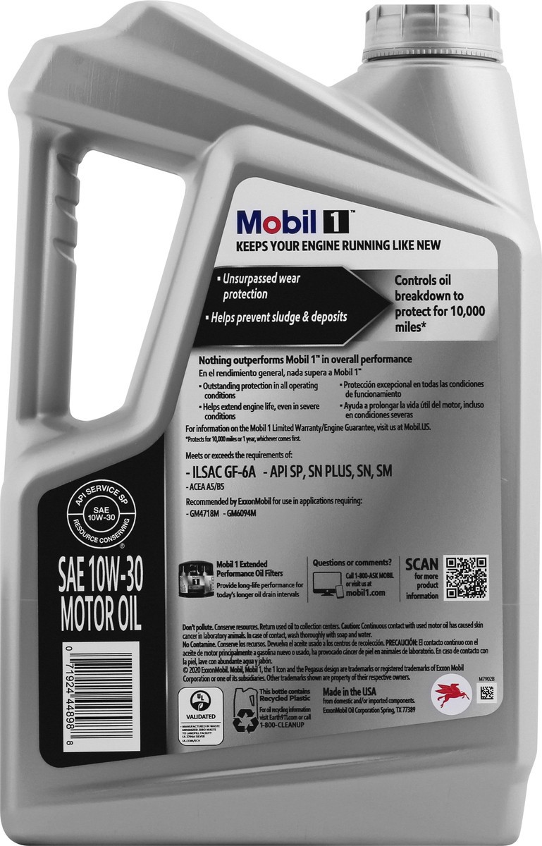 slide 3 of 9, Mobil 1 10W-30 Advanced Full Synthetic Motor Oil 5 qt, 5 qt