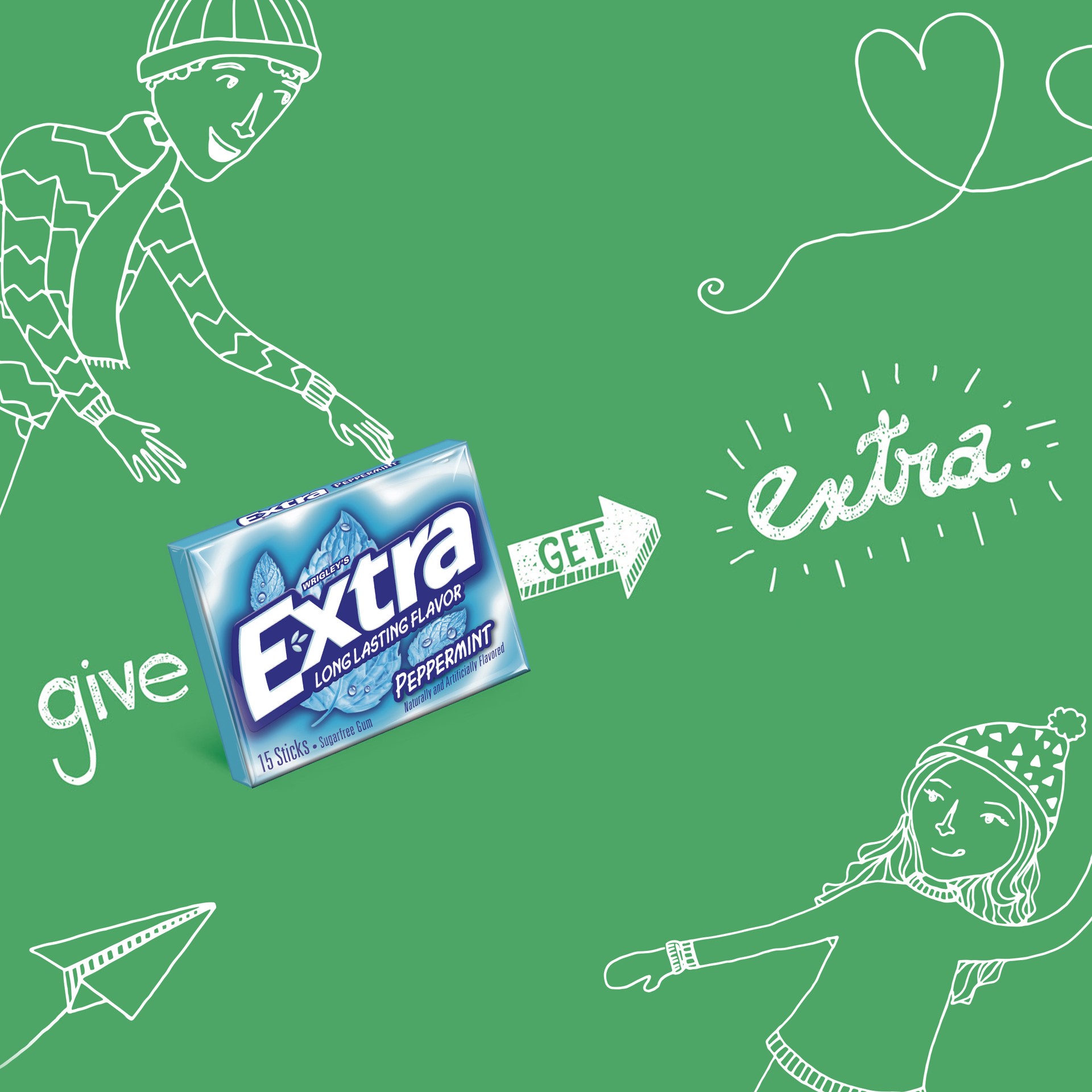 slide 6 of 6, EXTRA Peppermint Sugar Free Chewing Gum, single pack, 15 pc