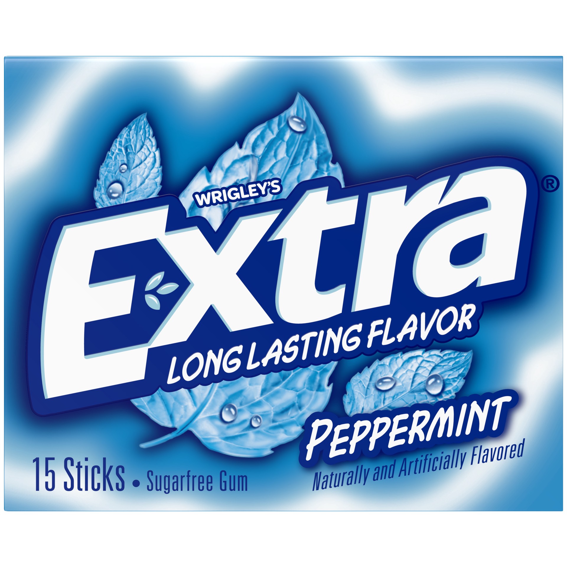 slide 1 of 6, EXTRA Peppermint Sugar Free Chewing Gum, single pack, 15 pc