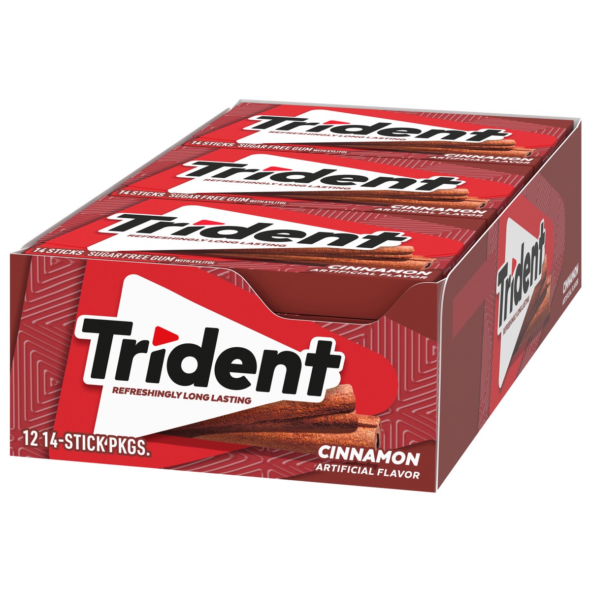 slide 3 of 9, Trident Cinnamon Sugar Free Gum, 12 Packs of 14 Pieces (168 Total Pieces), 11.26 oz