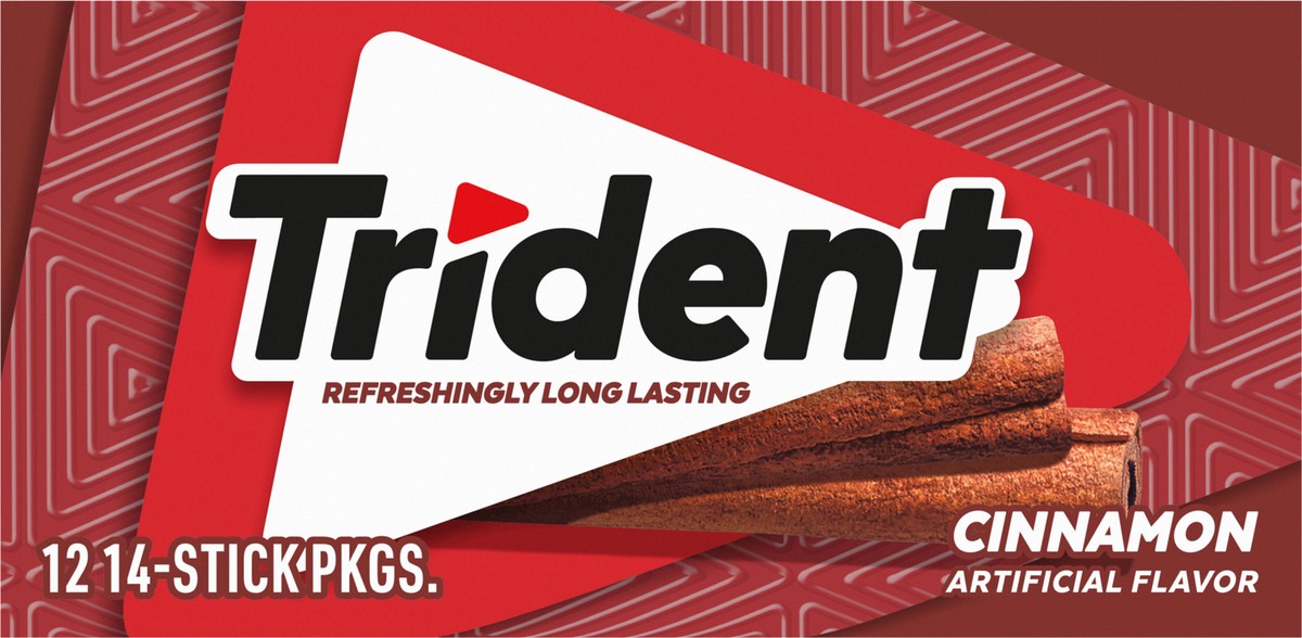 slide 5 of 9, Trident Cinnamon Sugar Free Gum, 12 Packs of 14 Pieces (168 Total Pieces), 11.26 oz