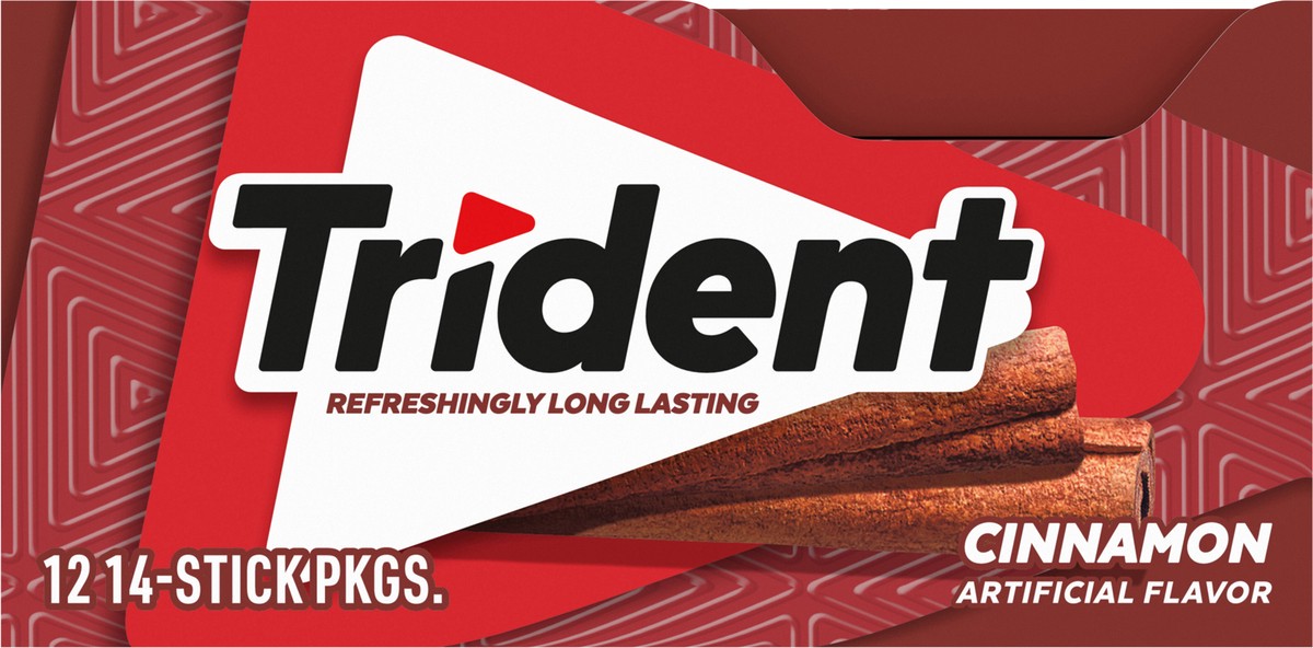 slide 6 of 9, Trident Cinnamon Sugar Free Gum, 12 Packs of 14 Pieces (168 Total Pieces), 11.26 oz