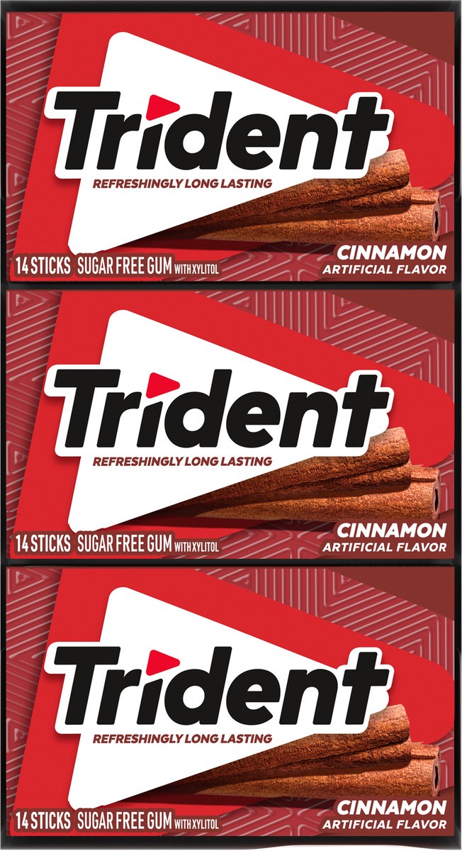 slide 9 of 9, Trident Cinnamon Sugar Free Gum, 12 Packs of 14 Pieces (168 Total Pieces), 11.26 oz