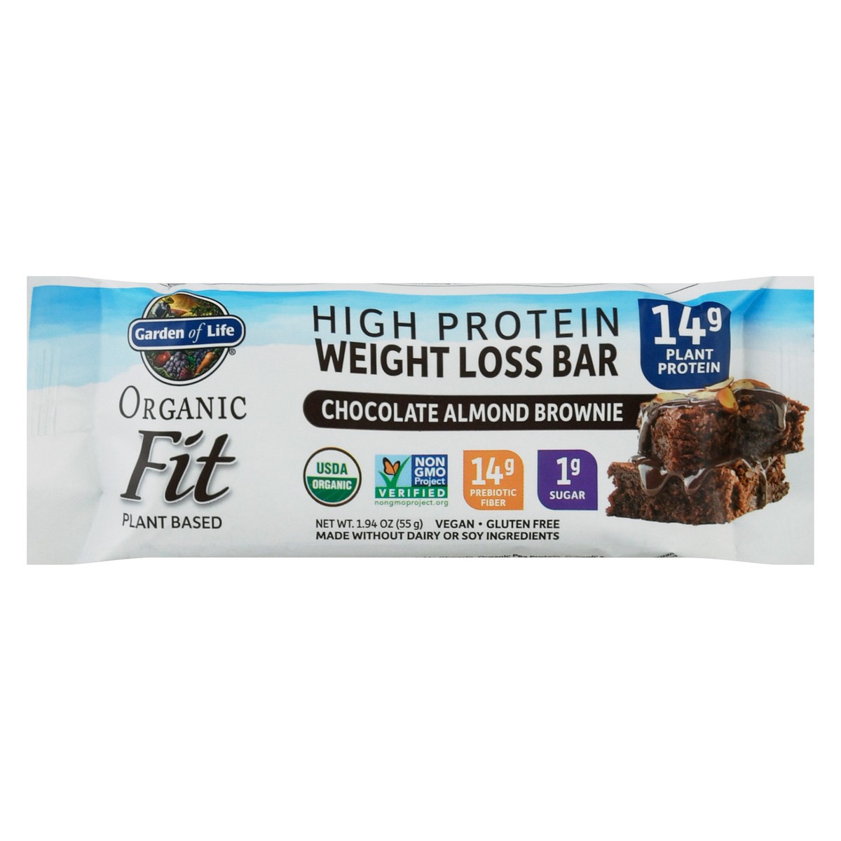 slide 1 of 9, Garden of Life Organic Fit High Protein Chocolate Almond Brownie Weight Loss Bar 1.94 oz, 1.94 oz